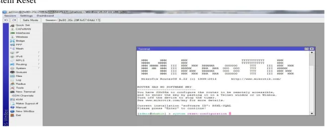 Figure 3.19: Shows Screen Print Reset Mikrotik Router 