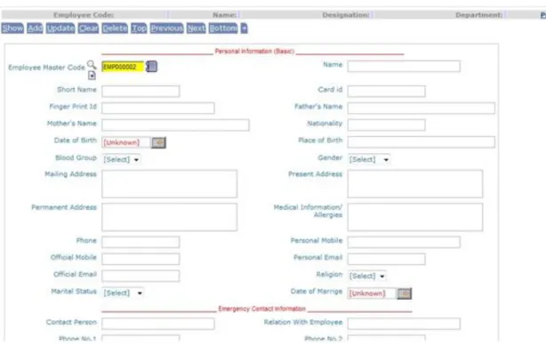 Figure 5.5: Employee Master Form 