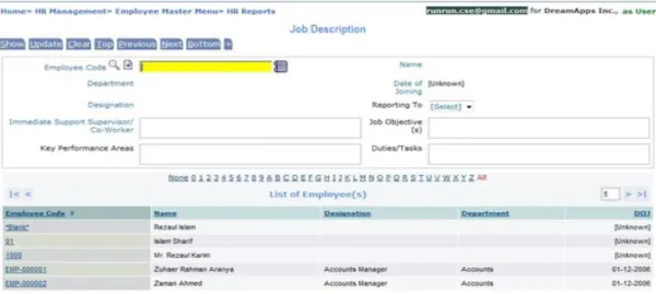 Figure 5.7: Job description Form 