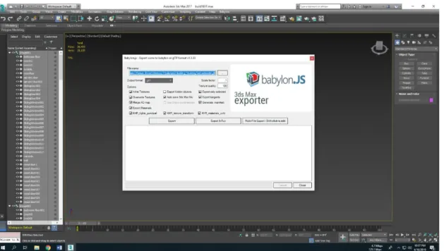 Figure 12: Exporting from 3ds max using Babylon.js 