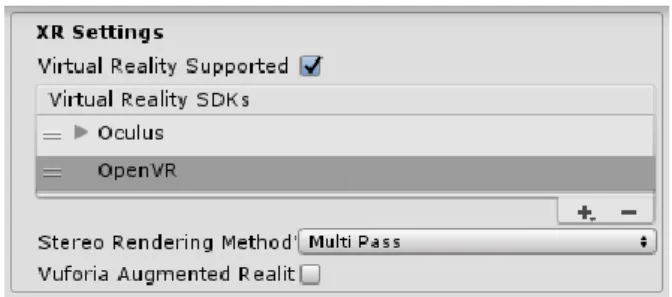 Figure 36: XR settings  Built applications: Choosing a startup device 