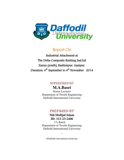 Report On - Daffodil International University