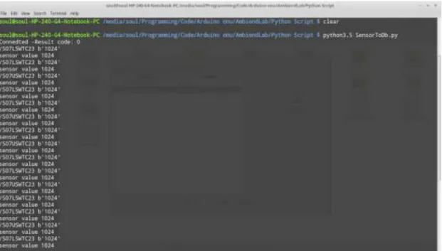 Figure 5.5: Sensor data in the local terminal 