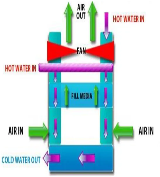 Figure 4.2: Schematic Diagram of Induced Draft Counter Flow Cooling Tower 
