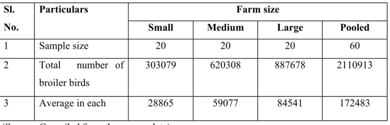 Table 4.1 Farm size and number of birds per year Sl.