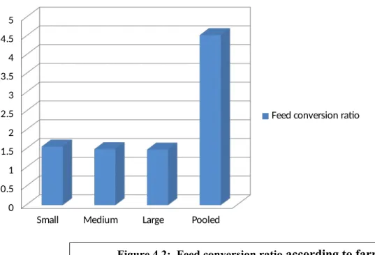 Figure 4.2:  Feed conversion ratio  according to farm size