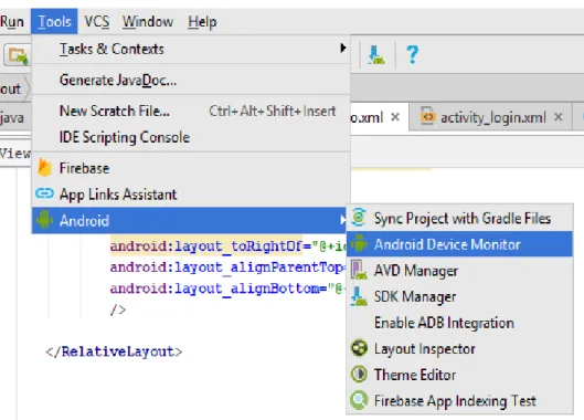 Figure 4.6: Process of Pulling DB File from Android Studio. 