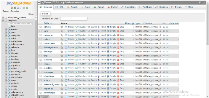 Figure 3.3: Screenshot of Database Table 