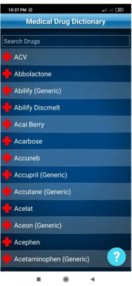 Figure 2.2.3: Drug Dictionary home page (Atumic Infoapps, Drug Dictionary, home page) 