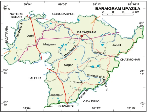 Figure 3.1. A map of Baraigram Upazila