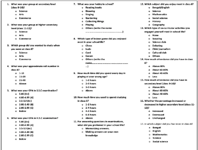 Figure 3.3.1.1 shows the data collection form that has used in this information collecting  process 