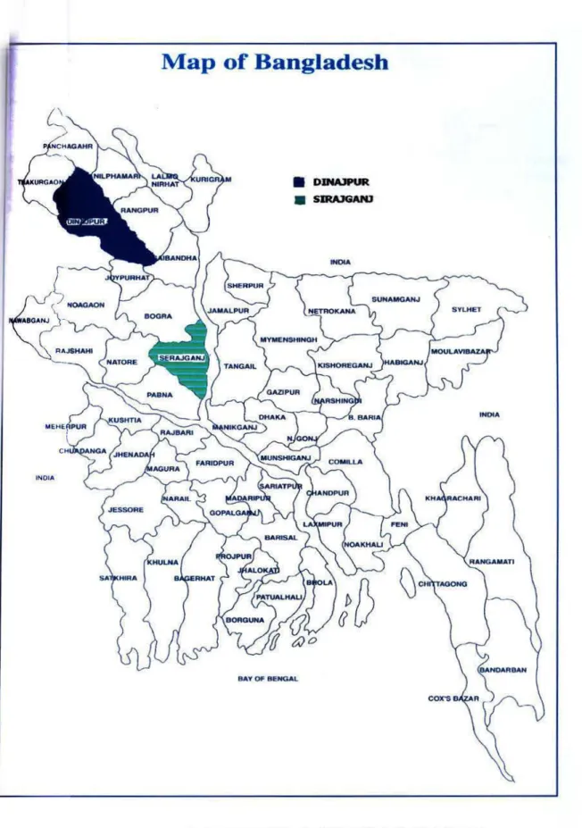 Figure  3.1  Map of Bangladesh  Showing  the  Study  Areas 