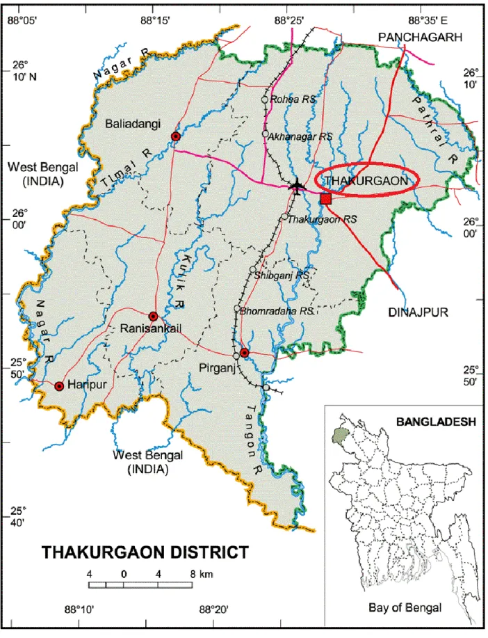 Figure 3.1: A map of Thakurgaon district 