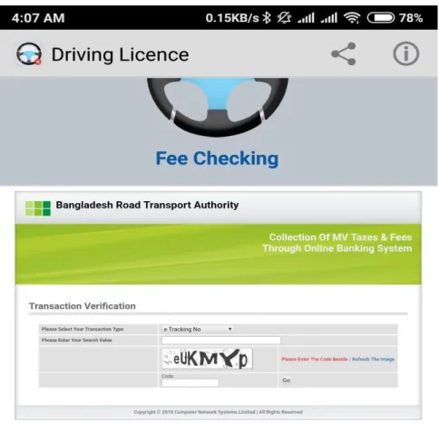 Figure 5.2.1: Request for checking fees payment. 