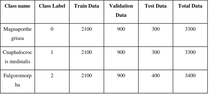 Table 3.3 describes the Dataset Division of our research. 