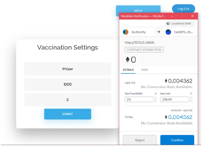 Figure 3.2.3 shows the criteria that have to fill up by the authority to update or add new  vaccine information after stock confirmation