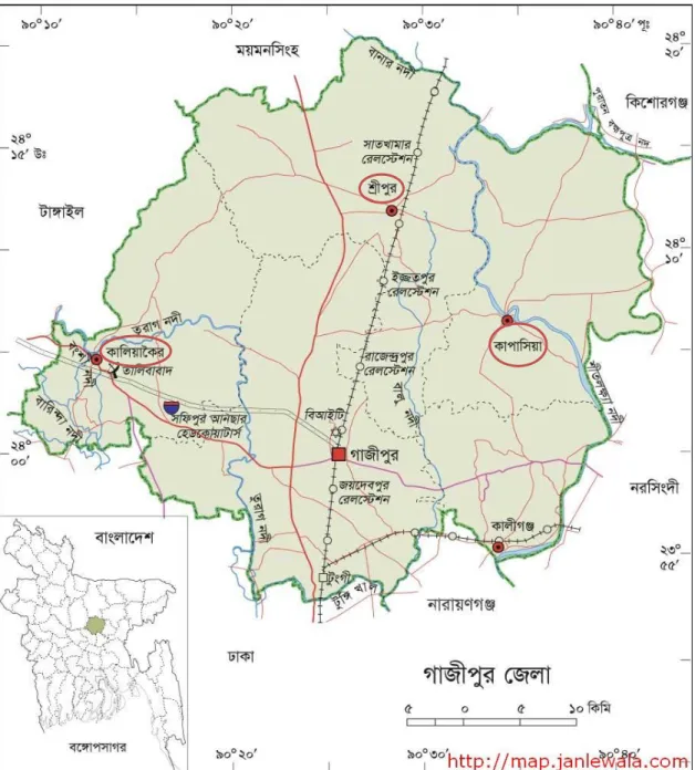 Figure 4.1: Map of gazipur zila  Source: Banglapedia, (2019) 