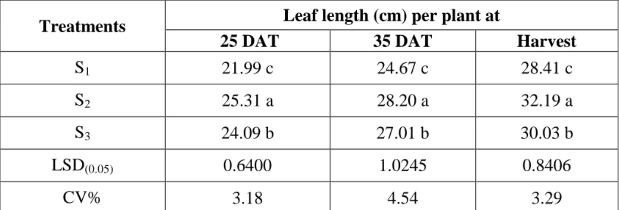 Table  6.  Effect  of  different  age  of  seedlings  on  largest  leaf  length  per  plant  at  different days after transplanting of kohlrabi 