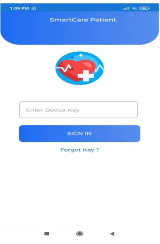 Figure 3.4.1 is the login page of Patient or User app. Users have to login with their key  which they will get via SMS when they buy our IoT device