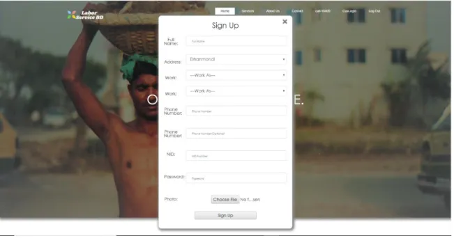Figure 5.2.3 displays another signup from for customer. A customer fills the form and get  registered with the website