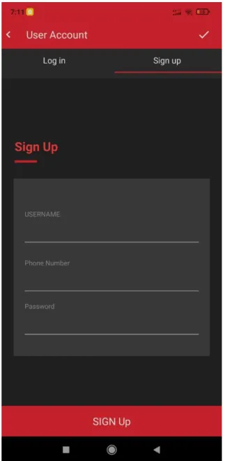 Figure 5.1: Sign Up View 
