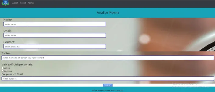 Figure 5.7: visitor form 