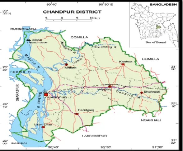 Figure 1: Geographical Map of Chandpur District 