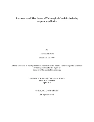 Prevalence and Risk factors of Vulvovaginal Candidiasis during ...