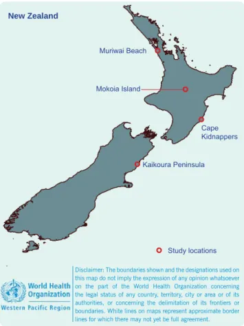 Figure 1) and two locations where occurrence was  likely (Muriwai Beach for tick-borne viruses and  Mokoia Island for mosquito-borne viruses)