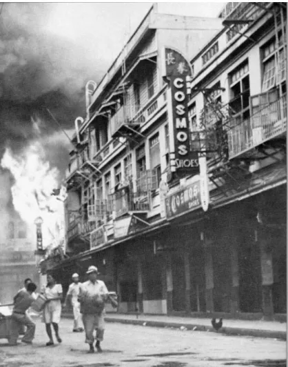 Fig. 6. US bombing of Binondo in Manila, February 1945  (photo courtesy of Time-Life Books, Inc., ©1979)