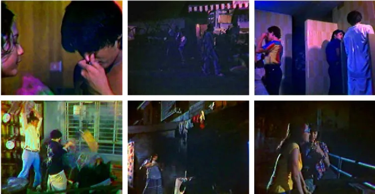 Figure 5.  Clockwise from top left: Alex and his girlfriend Vanessa, a college student, check  into a hotel and use poppers to get high prior to resuming sexual activity; Kano, in order  to finalize street-level transactions with Alex and his friends, enga