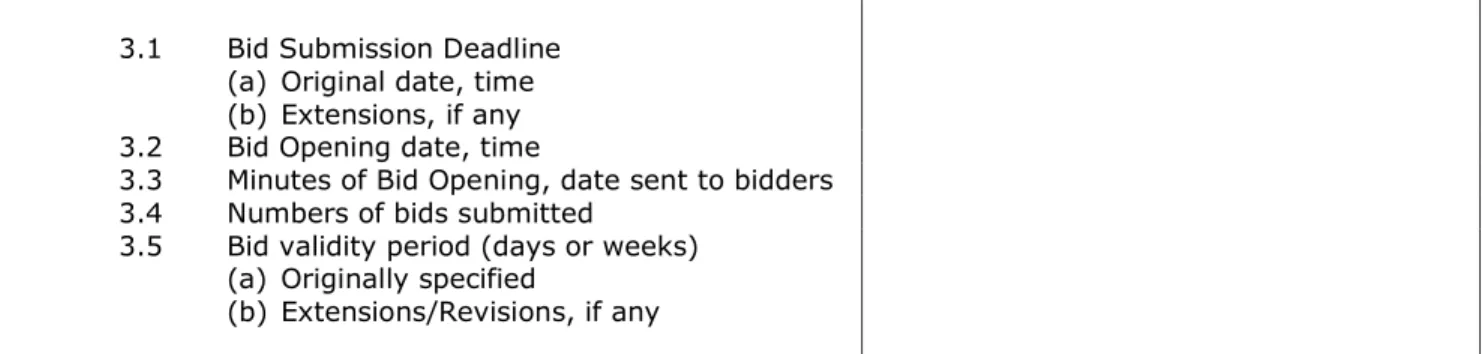 Table 2. Initial Steps in the Bidding Process 