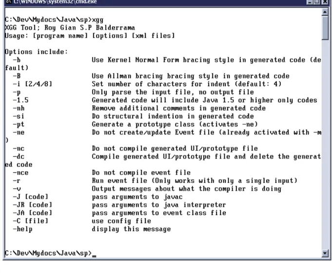 Figure 4: Command Line Compiler Default Message, XGG