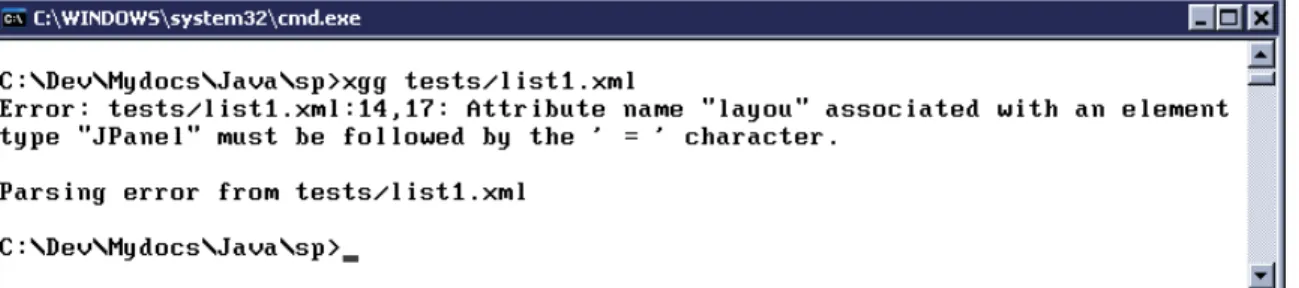 Figure 5: Error Encountered in Command Line Compiler, XGG