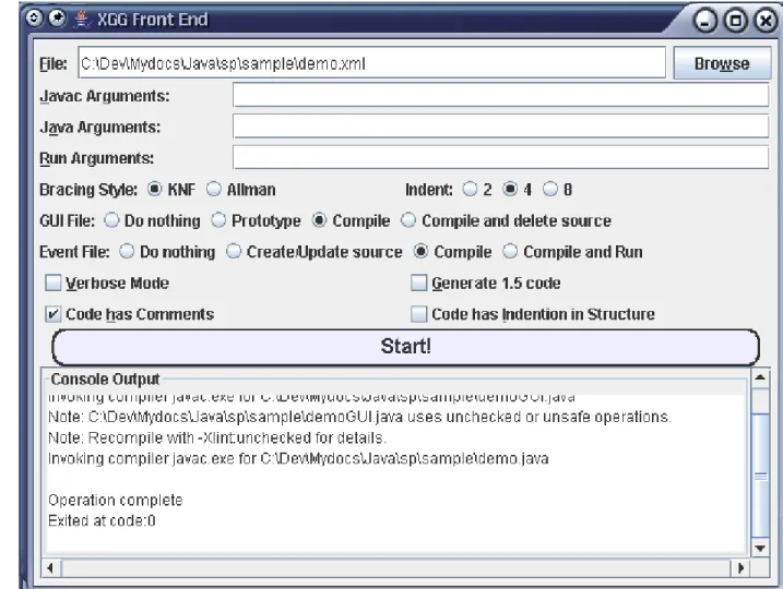 Figure 7: GUI Front End, XGG