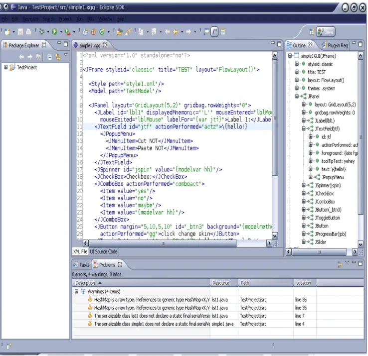 Figure 8: Simple Plug-in for Eclipse, XGG