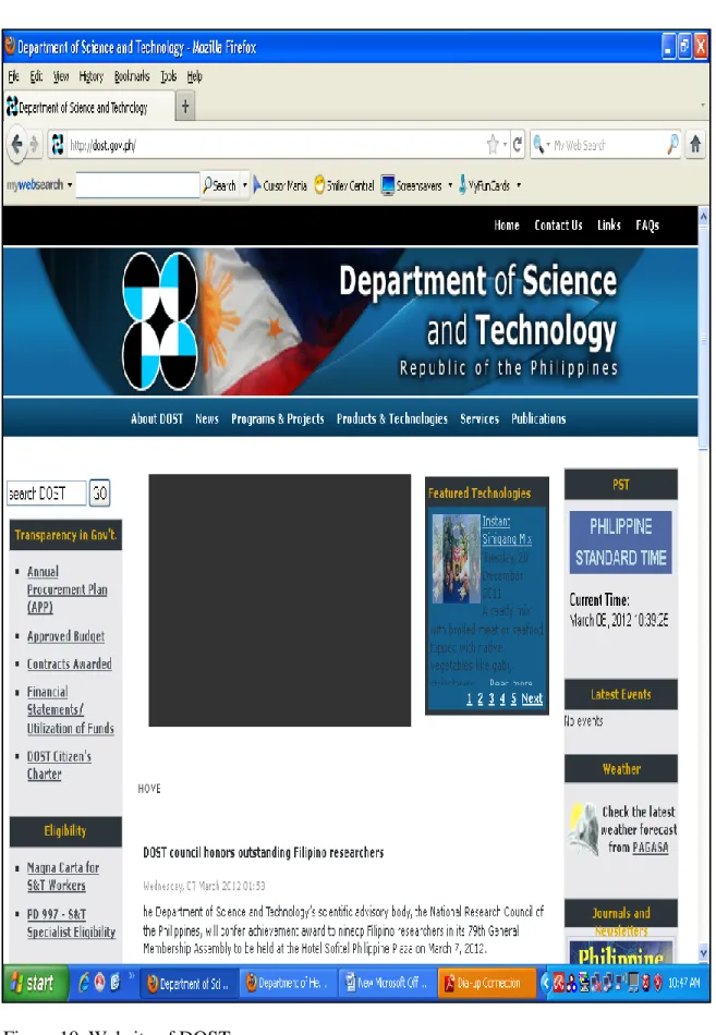 Figure 10. Website of DOST 