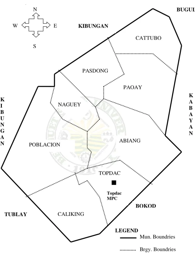 Figure 1. Map of Atok showing the location of Topdac Multi-Purpose cooperative PASDONG 