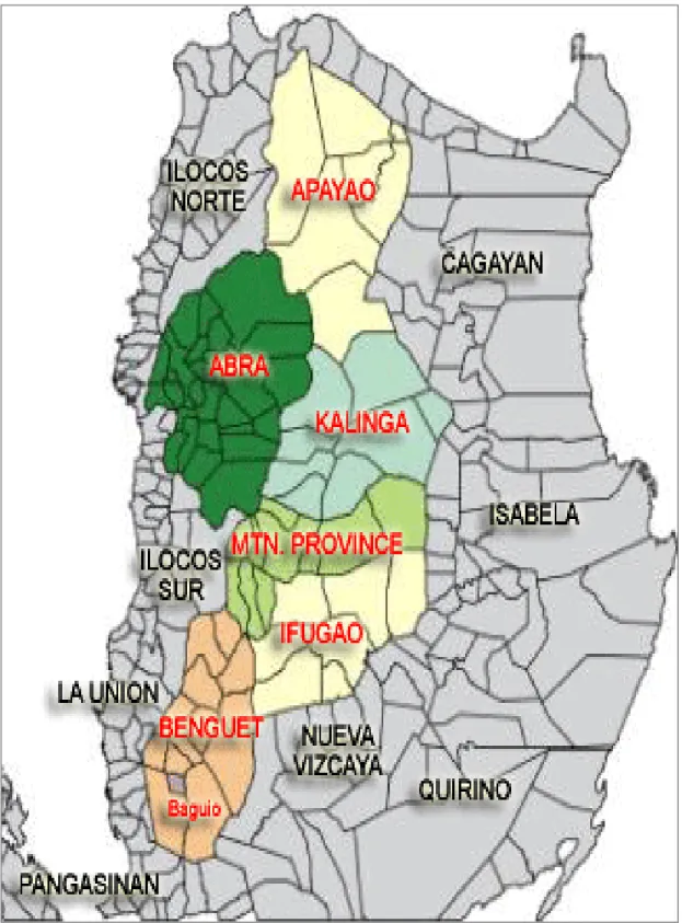 Figure 1. Map of Cordillera showing the locale of the study 
