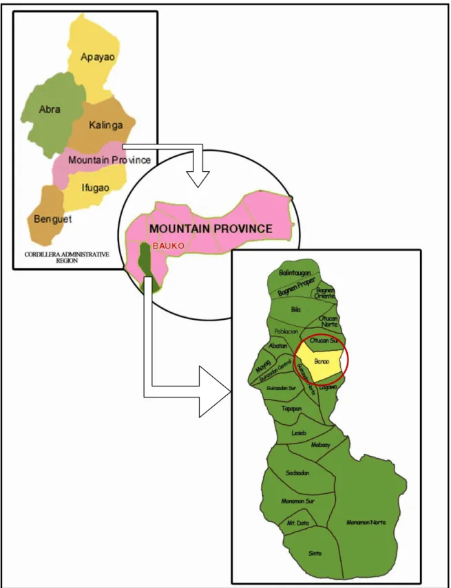 Figure 1. Map of Bauko, Mountain Province showing the location of study Respondents of  the Study  