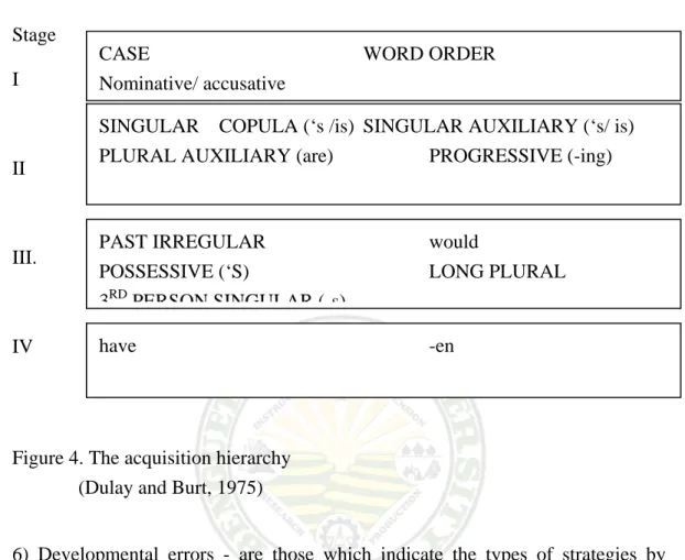 Figure 4. The acquisition hierarchy  (Dulay and Burt, 1975) 