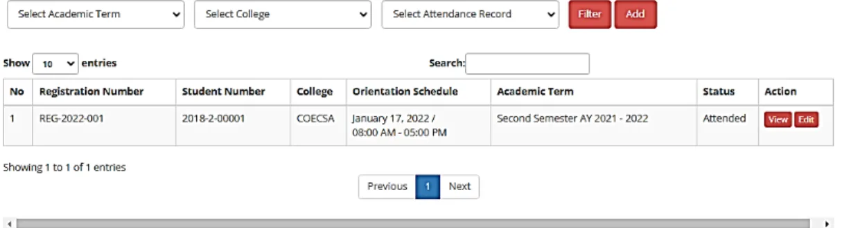 Figure 23. Orientation Record module