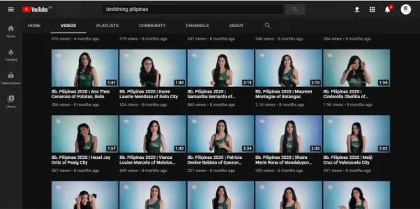 FIGURE  6.  Interview  videos  produced  by  the  pageant’s  digital  team  for  Binibining  Pilipinas 2020/2021