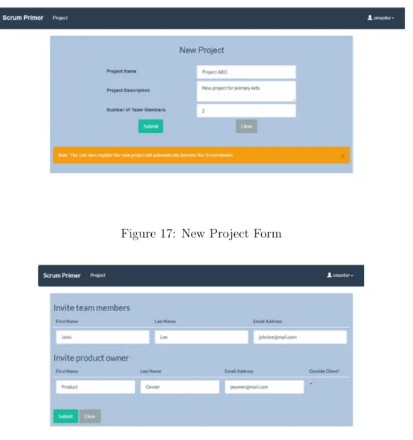 Figure 17: New Project Form