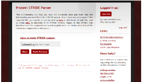 Figure 24. STRIDE Output Parser Page in the existing system of SPTCGaD 