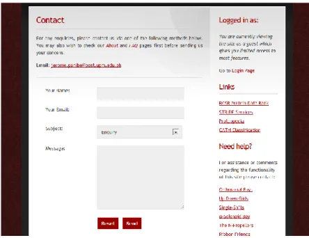 Figure 23. Contact Page in the existing system of SPTCGaD  7. Parser Page 