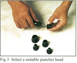 Fig 3  Select a suitable puncher head  and fit into the puncher holder.