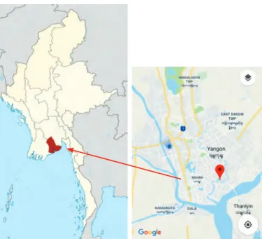 Figure 5. Map of Myanmar (left) and Yangon Region (right)  showing Thaketa Township (site of the Thaketa Crocodile 