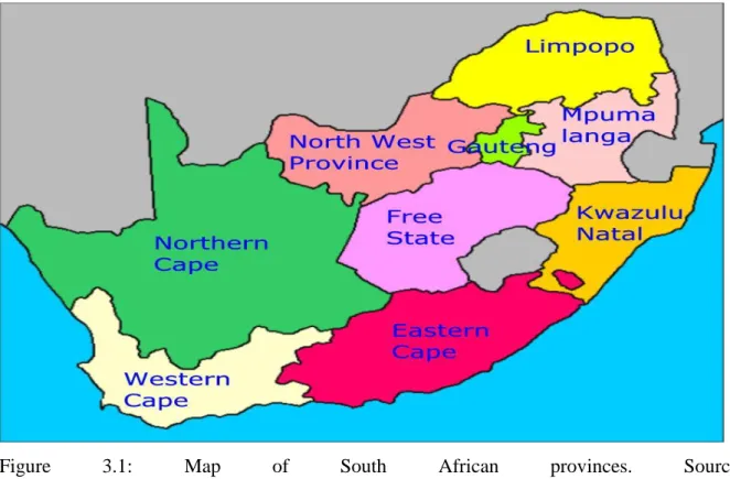 Figure  3.1:  Map  of  South  African  provinces.  Source: 