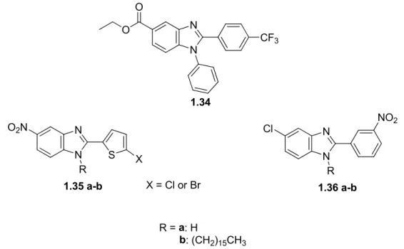 Figure 1.18 Di- and tri-substituted benzimidazoles with antitubercular activity 